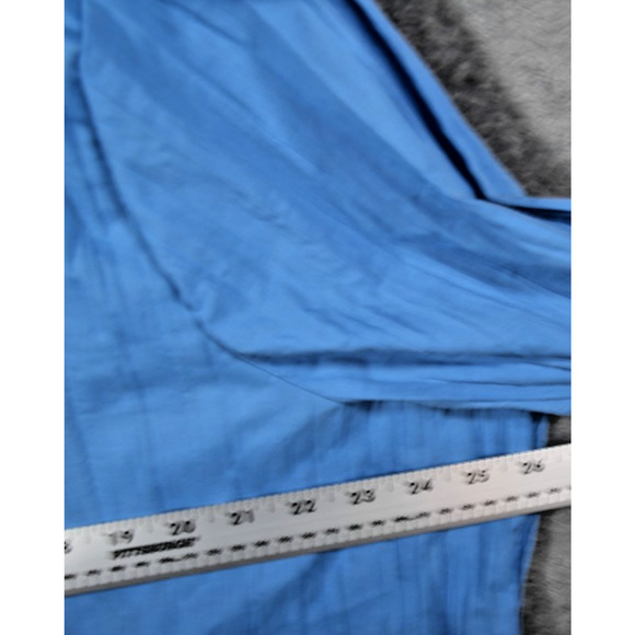 JMS Just My Size Women’s Crinkle Button Shirt Blue Long Sleeve Plus Size - Picture 3 of 5